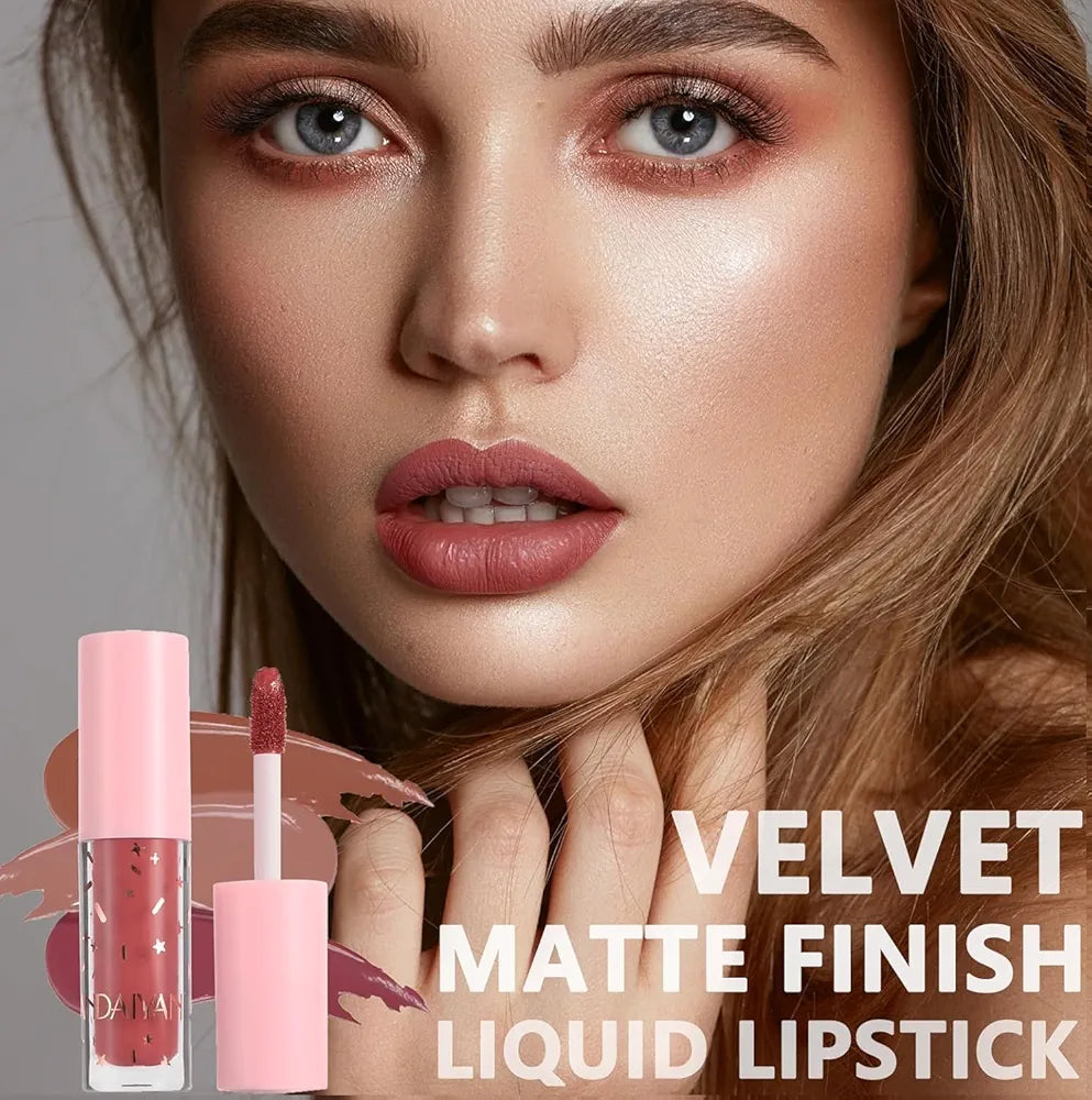 My Handaiyan 12-Color Liquid Lipstick Set – Glittering Matte & Glossy Finish, Highly Pigmented, Waterproof, Smudge-Proof, Long-Lasting 24-Hour Stay, Quick-Drying & Non-Sticky Formula, Nude & Multicolor Shades, Perfect Gift for Women. (2.5ML x 12)